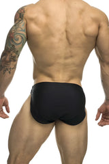 Black justin simon xsj09 form-fitting swim trunks made of quick-dry fabric for running and water activities