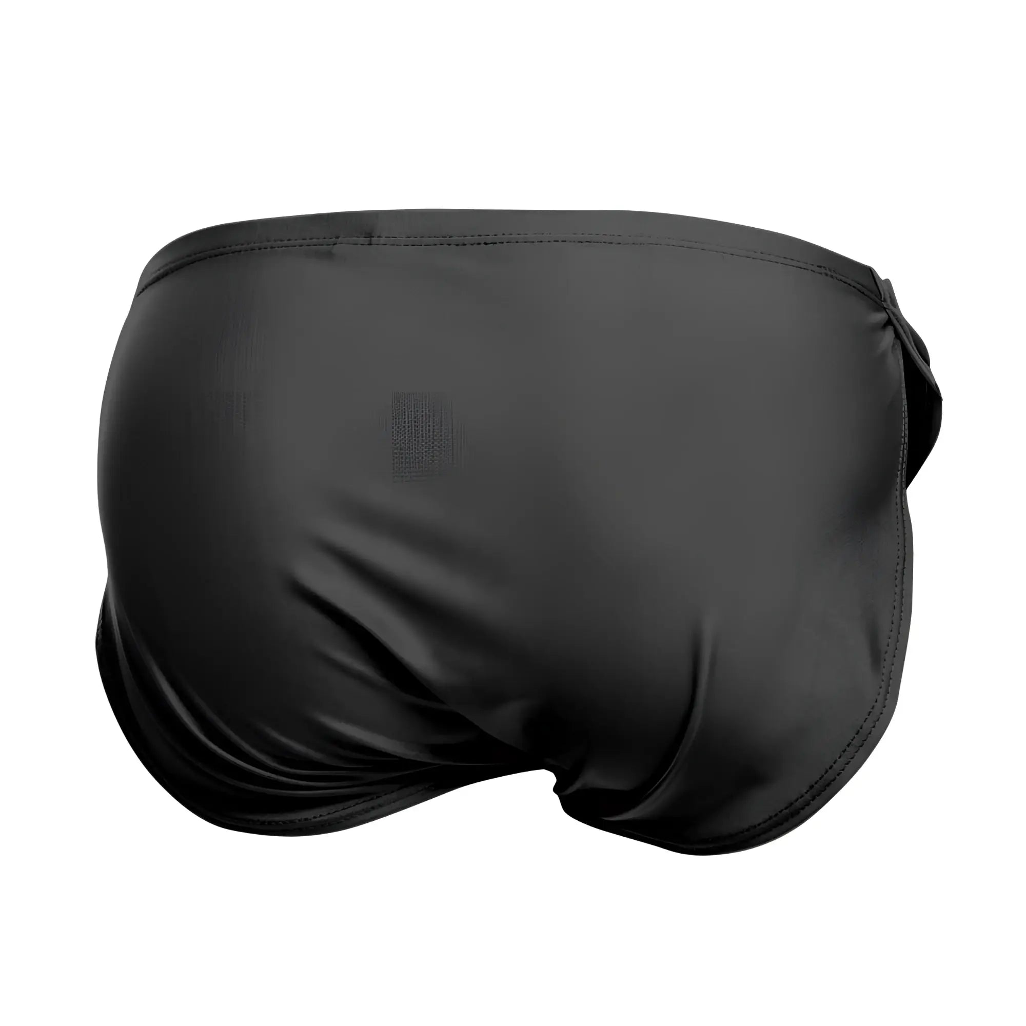 Black justin+simon xsj09 running shorts with smooth satin finish and side-tie closure