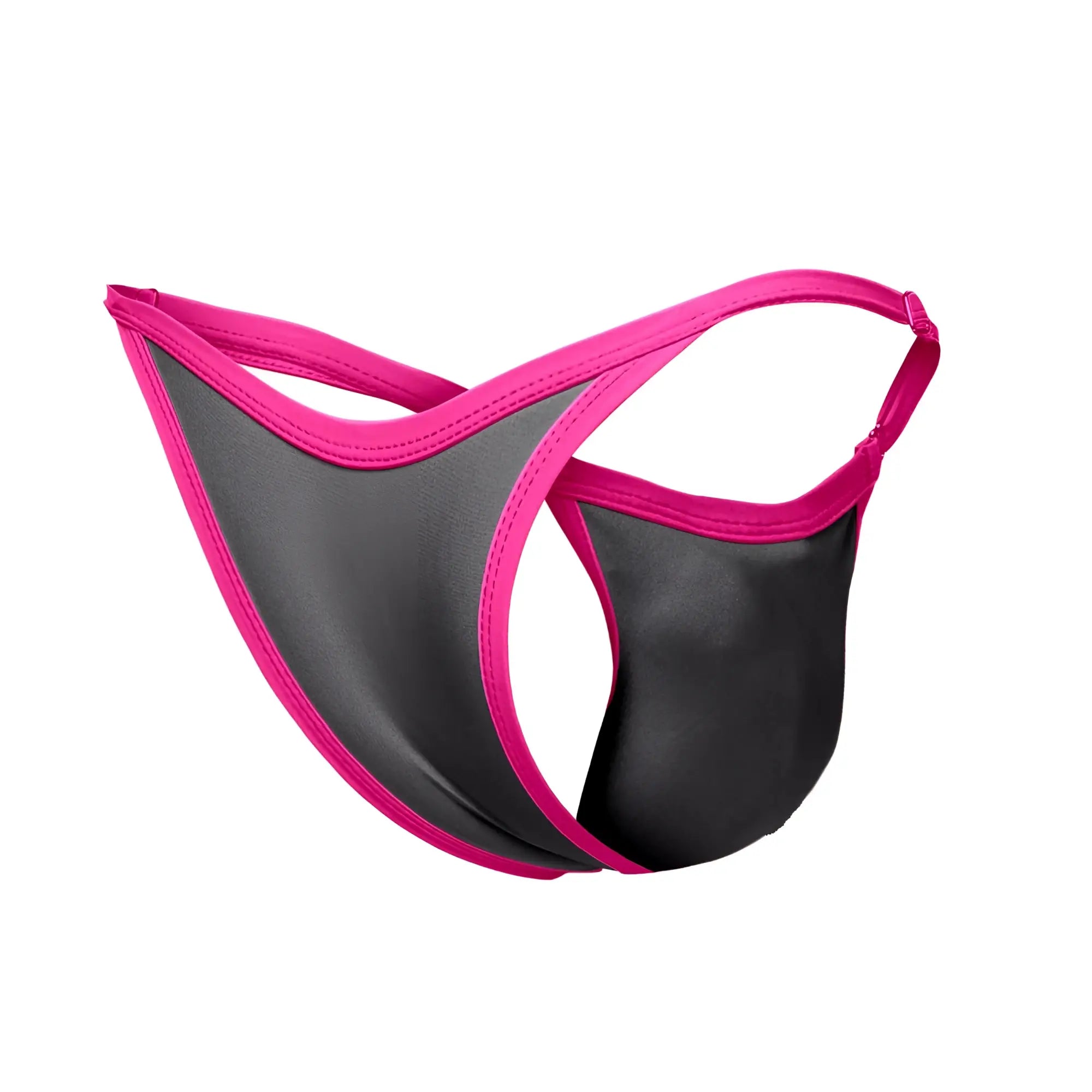 Black and pink thong made of shiny smooth material shown from the back in justinsimon xsj12 bikini one color gray style