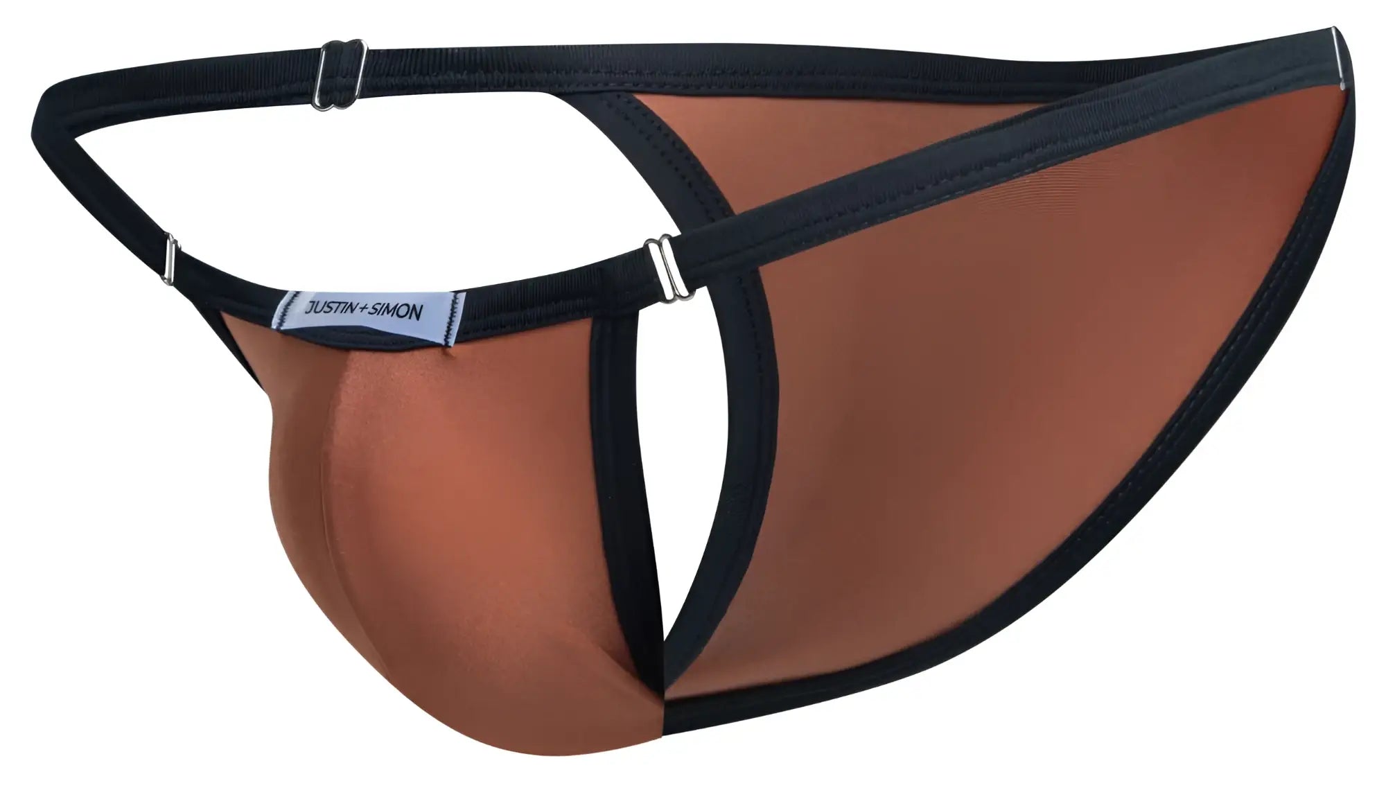 Brown and black justin simon xsj12 bikini briefs with contoured design in ochre color for men