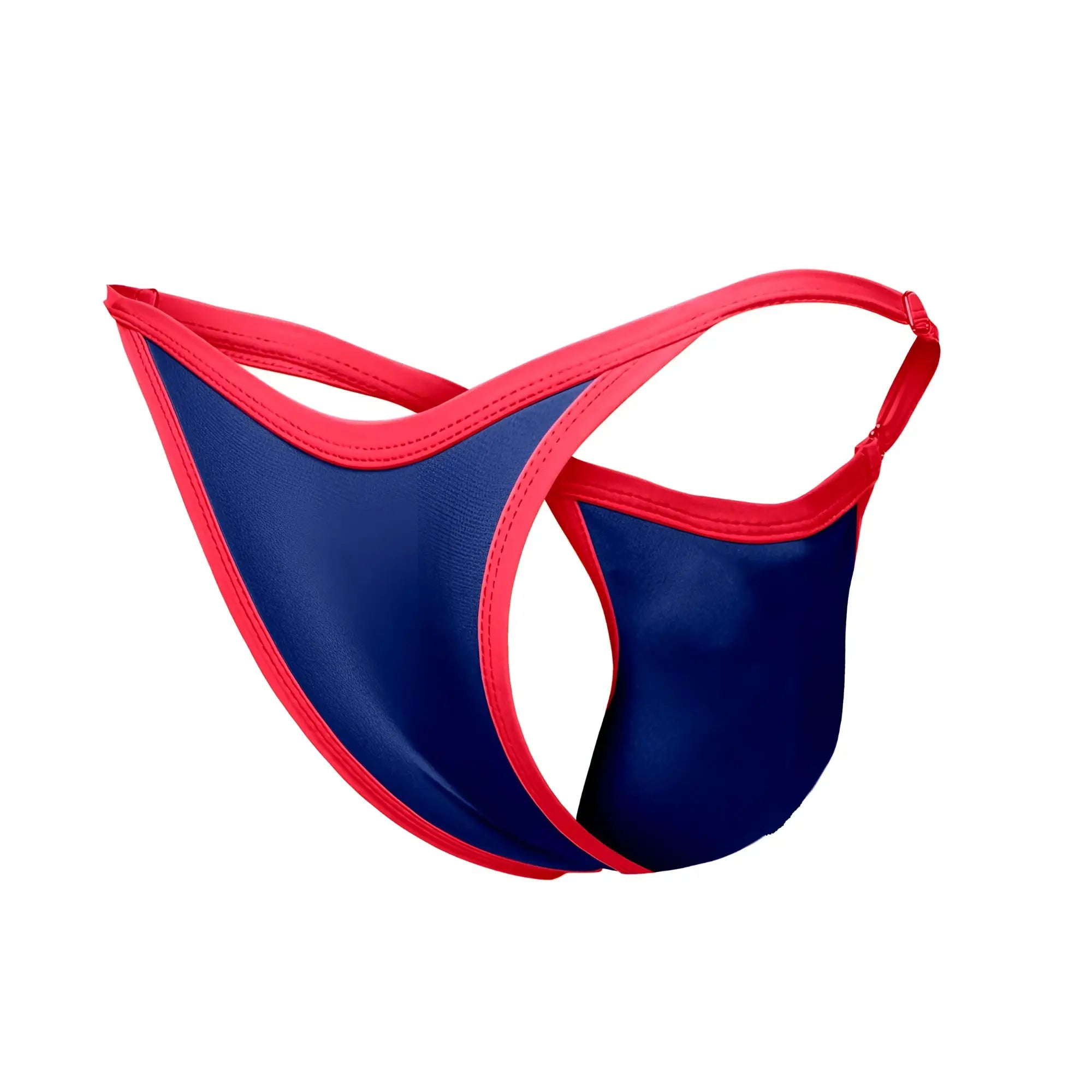 Navy blue and red thong bikini with a sleek form-fitting design from JUSTIN SIMON XSJ12 royal blue collection