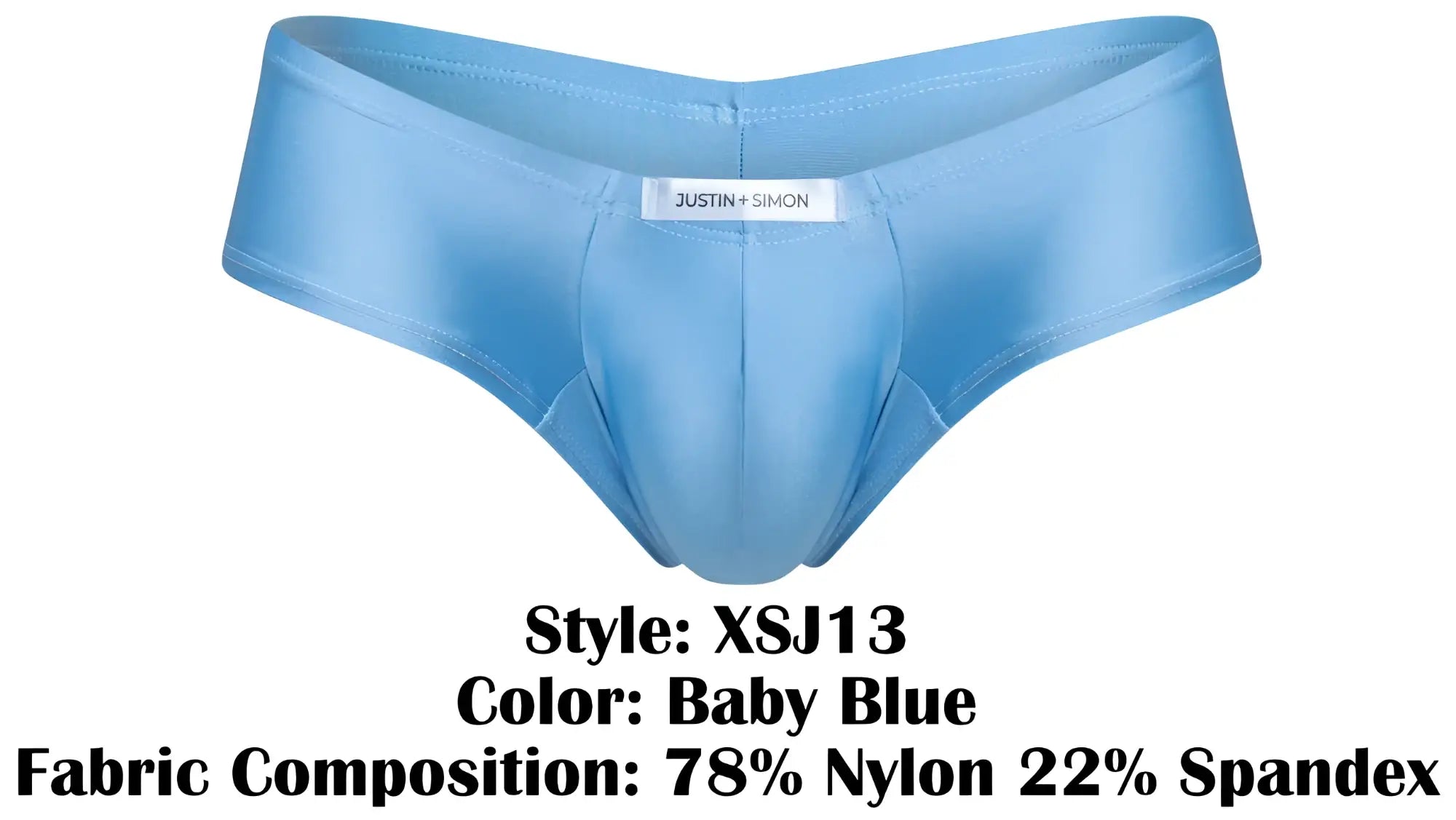 Baby blue justin simon xsj13 cheeky bulge boxer briefs made from 78 nylon 22 spandex for men