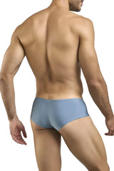 Justin Simon XSJ13 cheeky bulge boxer in metal green with light blue smooth-textured men’s briefs front view