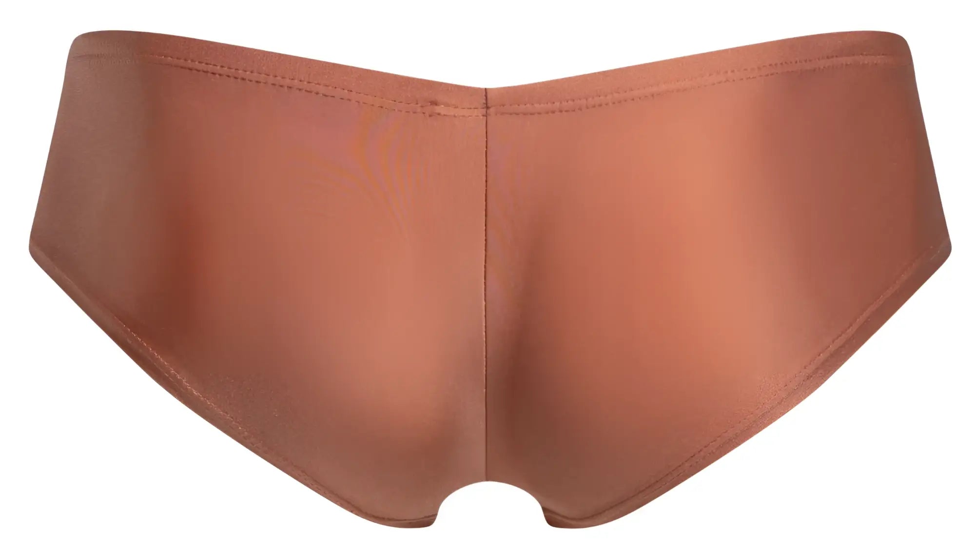 Justin Simon XSJ13 cheeky bulge boxer in copper satin with smooth glossy finish and clean edge stitching