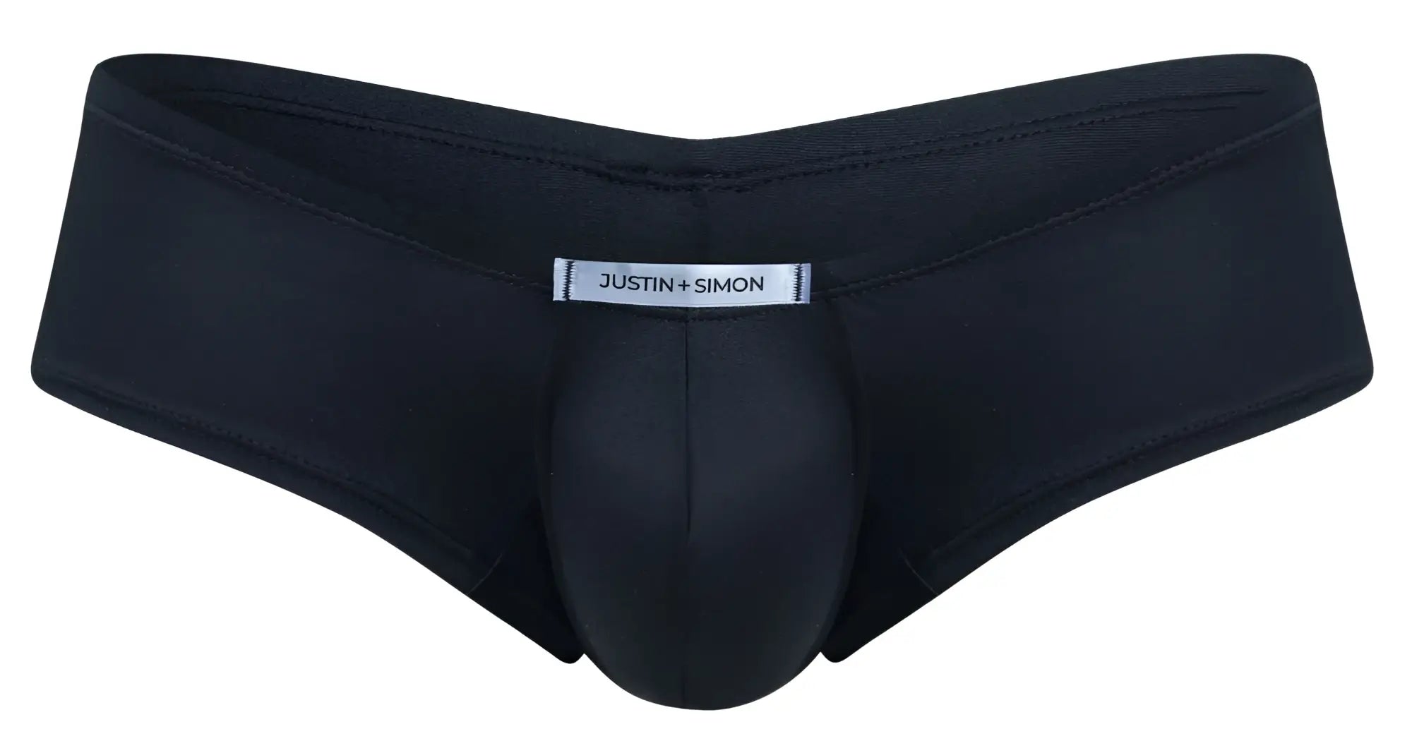 Black justin simon xsj13 cheeky bulge boxer briefs with smooth form-fitting design and reinforced stitching