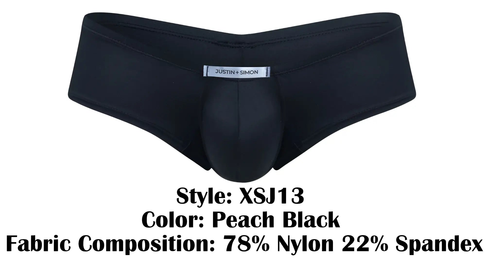Justin+Simon xsj13 cheeky bulge boxer in peach black with supportive contoured design made of 78% nylon 22% spandex