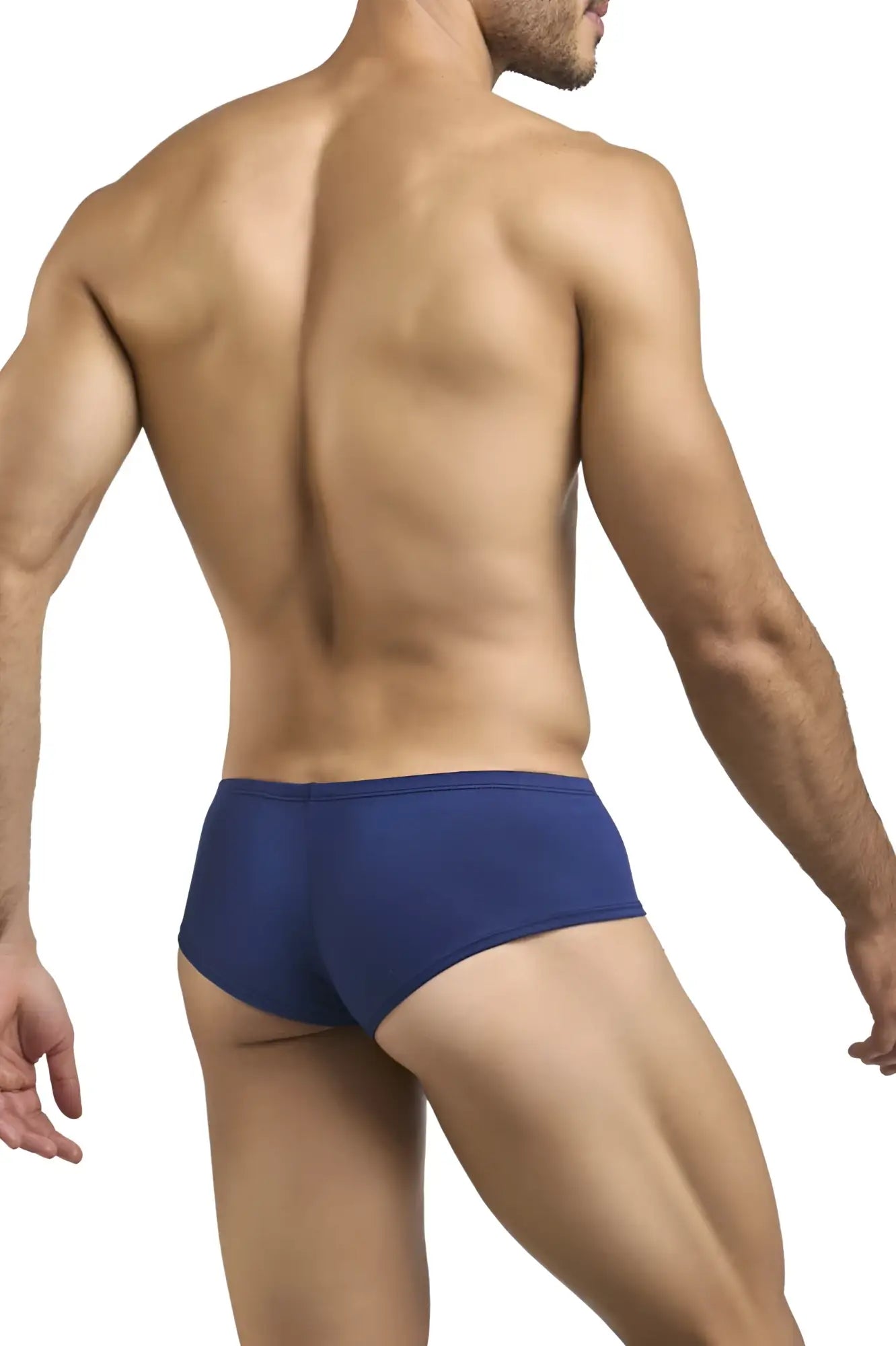Navy blue cheeky bulge boxer briefs by JUSTIN SIMON in peach and navy for a stylish and comfortable fit