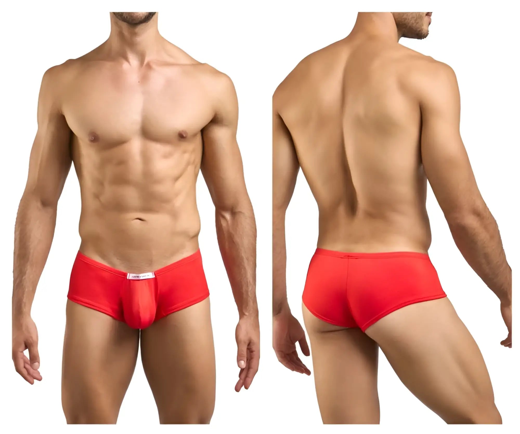 Justin simon xsj13 cheeky bulge boxer in peach red mens briefs with snug fit and elastic waistband