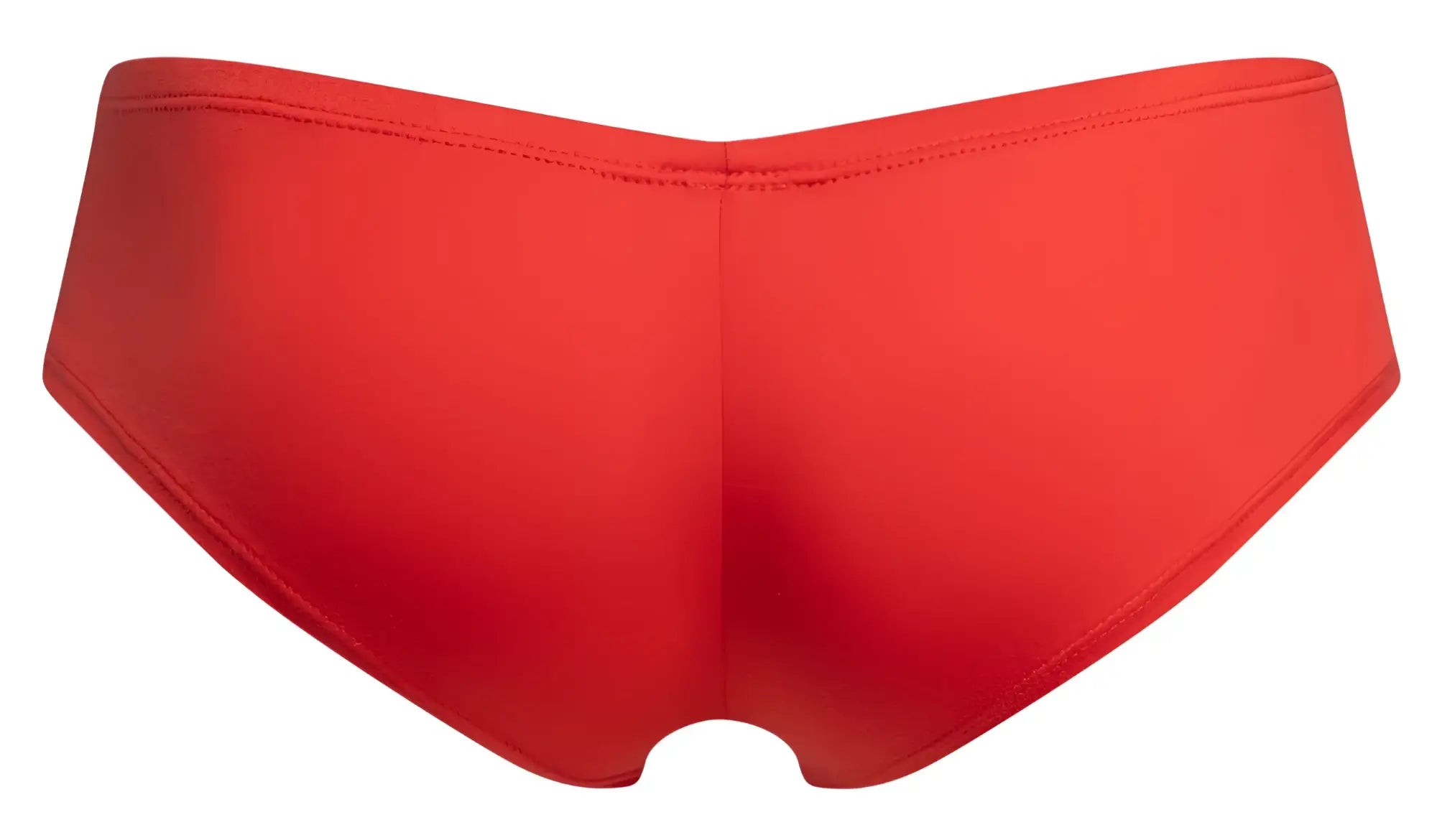 Justin+Simon XSJ13 cheeky bulge boxer in peach red smooth textured seamless design shown from the back side