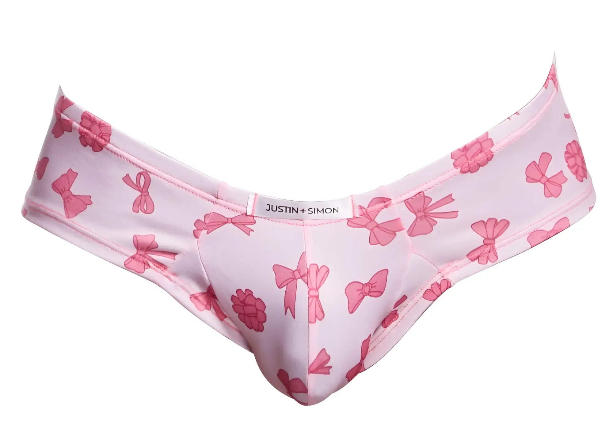 Justin+Simon XSJ22 cheek briefs in pink with bow pattern and coquette color for comfortable everyday wear