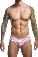 Justin simon xsj22 cheek briefs pink bow patterned men’s underwear with white xterra touch waistband coquette color