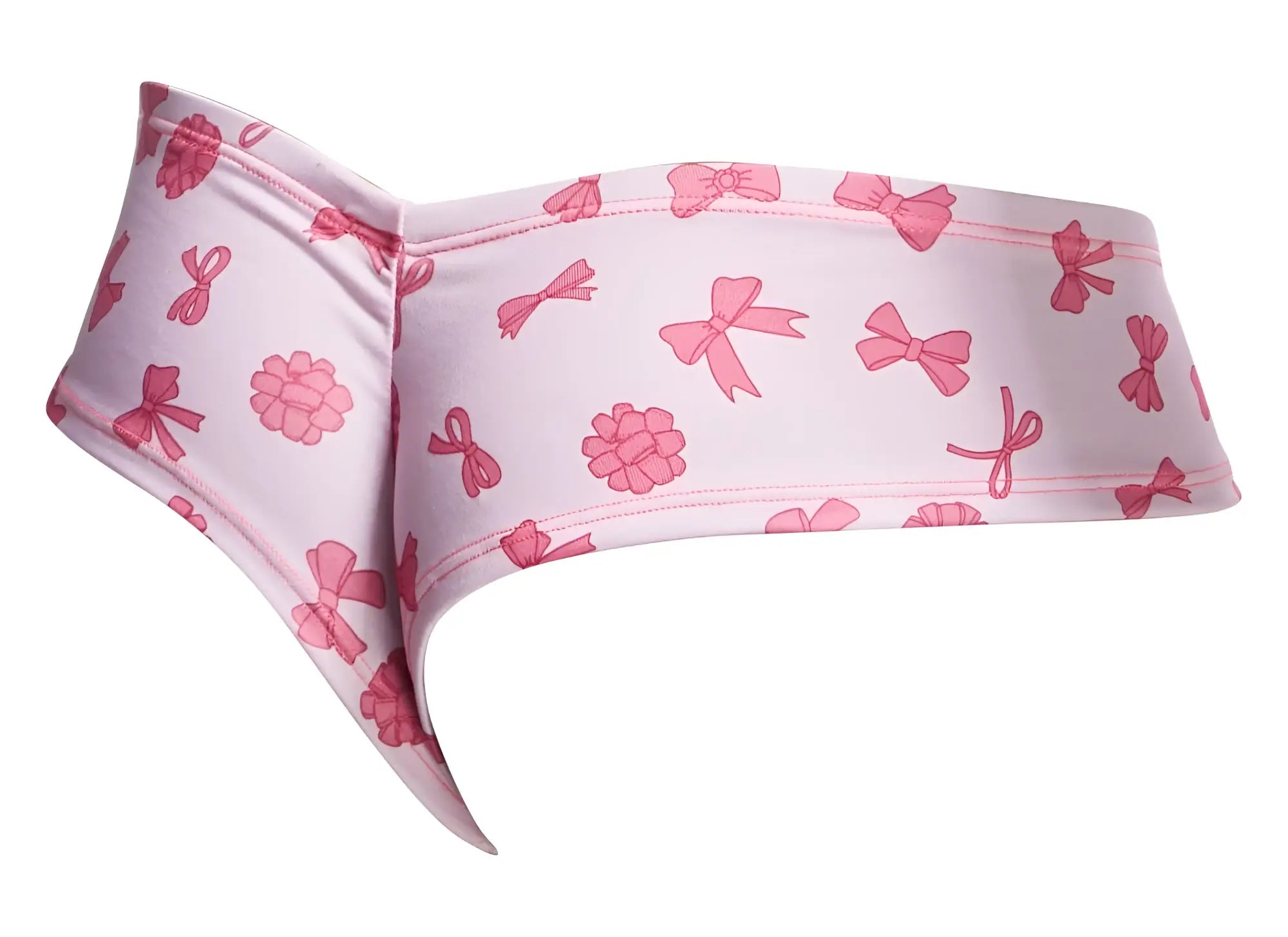Pink patterned cheek briefs with bows and raspberries on light pink fabric from justin simon xsj22 coquette collection