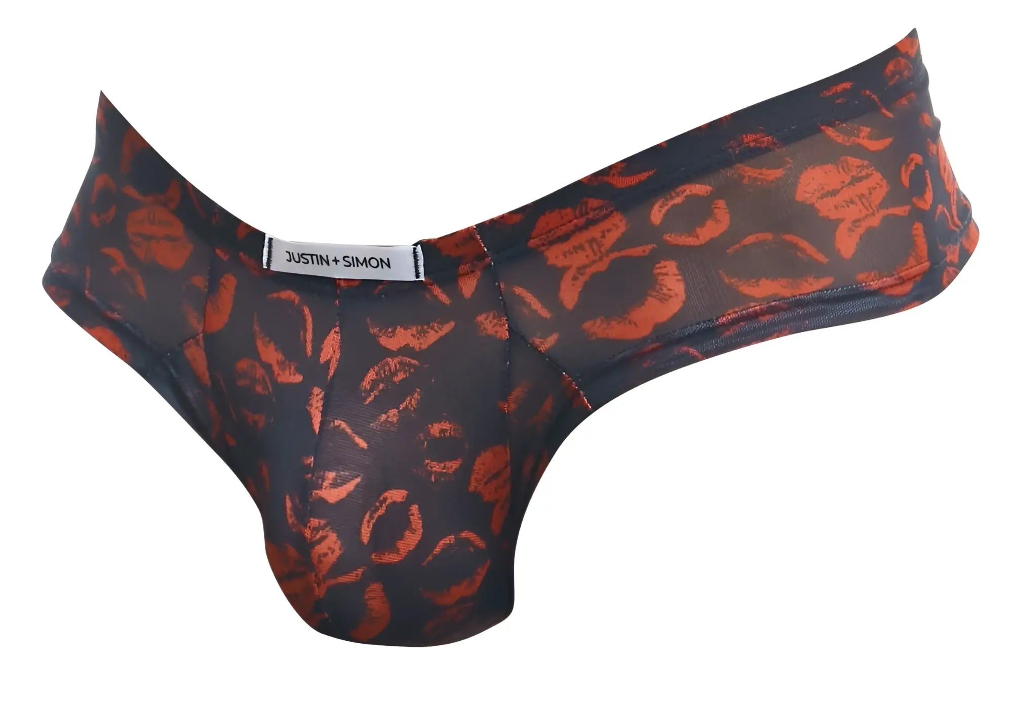 Black and orange lipstick print thong from justin simon xsj22 cheek briefs color lips collection