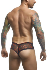 Justin Simon xsj22 cheek briefs in black and red floral sheer fabric men’s underwear color lips design