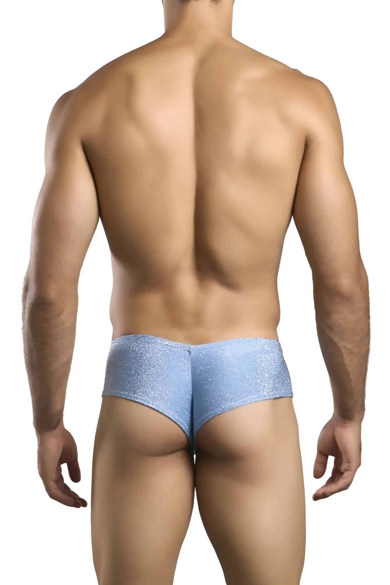 Light blue glittery briefs in lurex fabric from JUSTIN+SIMON XSJ22 cheek briefs collection