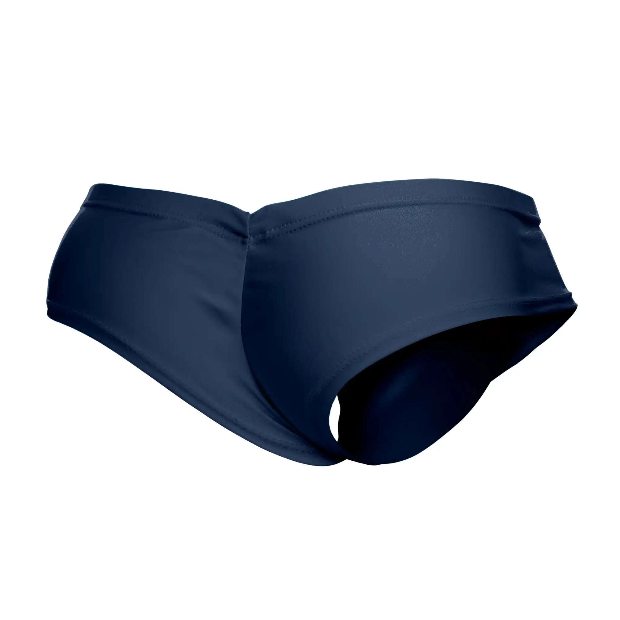 Navy blue justin simon xsj22 cheek briefs with smooth stretchy fabric and seamless design in a front view