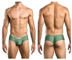 Justin+Simon xsj22 cheek briefs in new green with smooth stretchy fabric and a small white label at the waistband