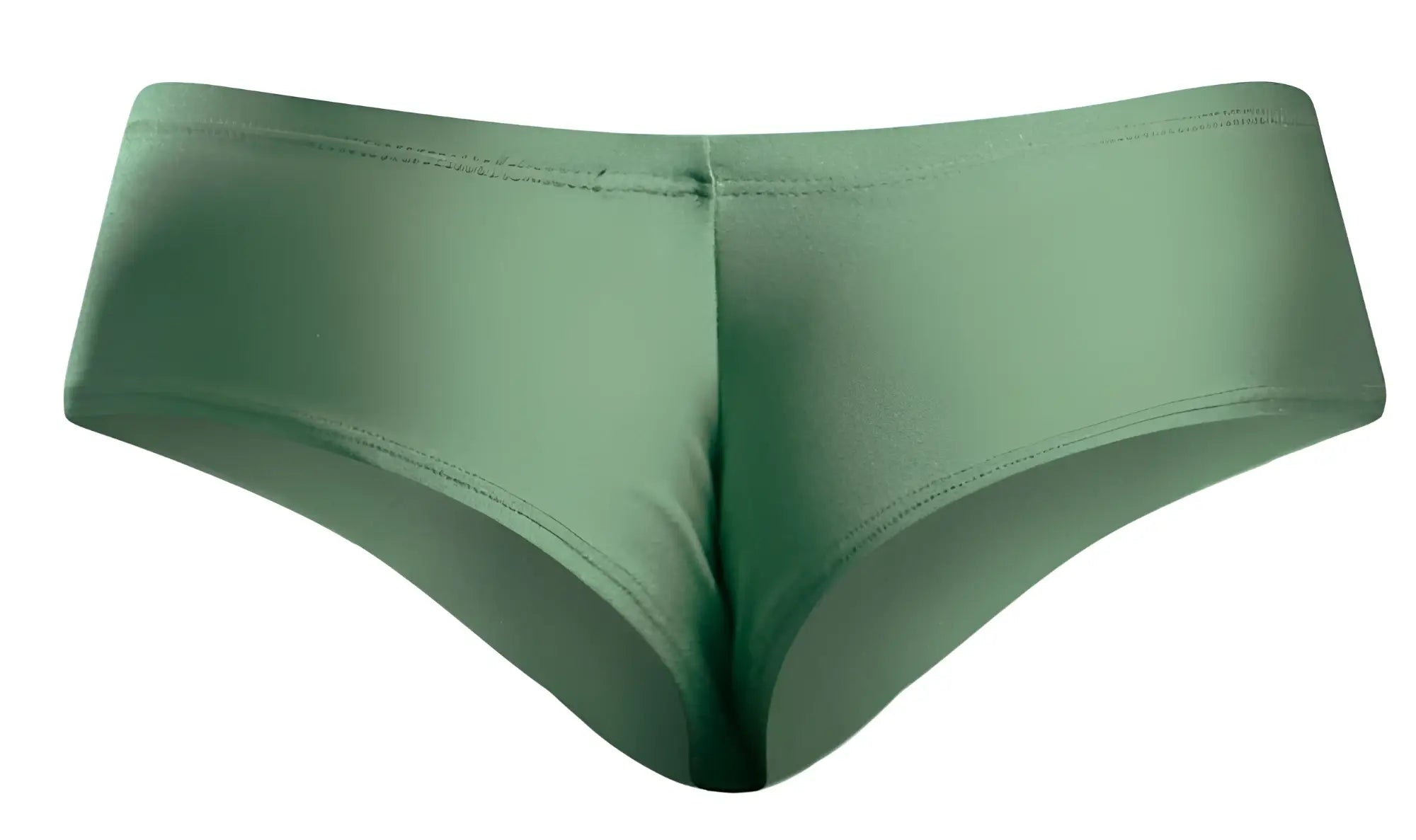 Justin+Simon XSJ22 cheek briefs in new green with sleek, smooth, form-fitting fabric and clean waistband stitching