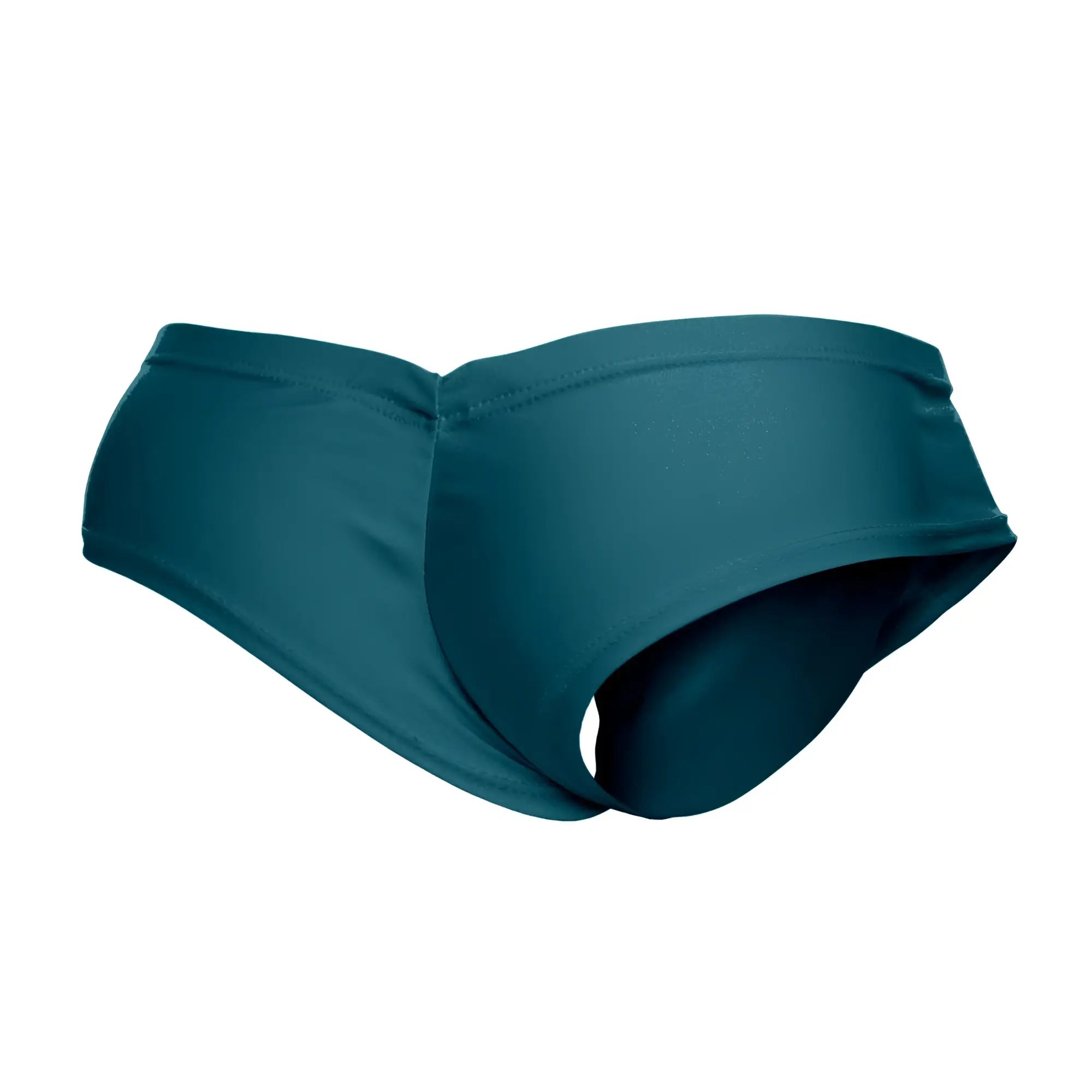 Justin plus simon xsj22 cheek briefs in opal green are teal seamless swim trunks made of smooth stretchy fabric