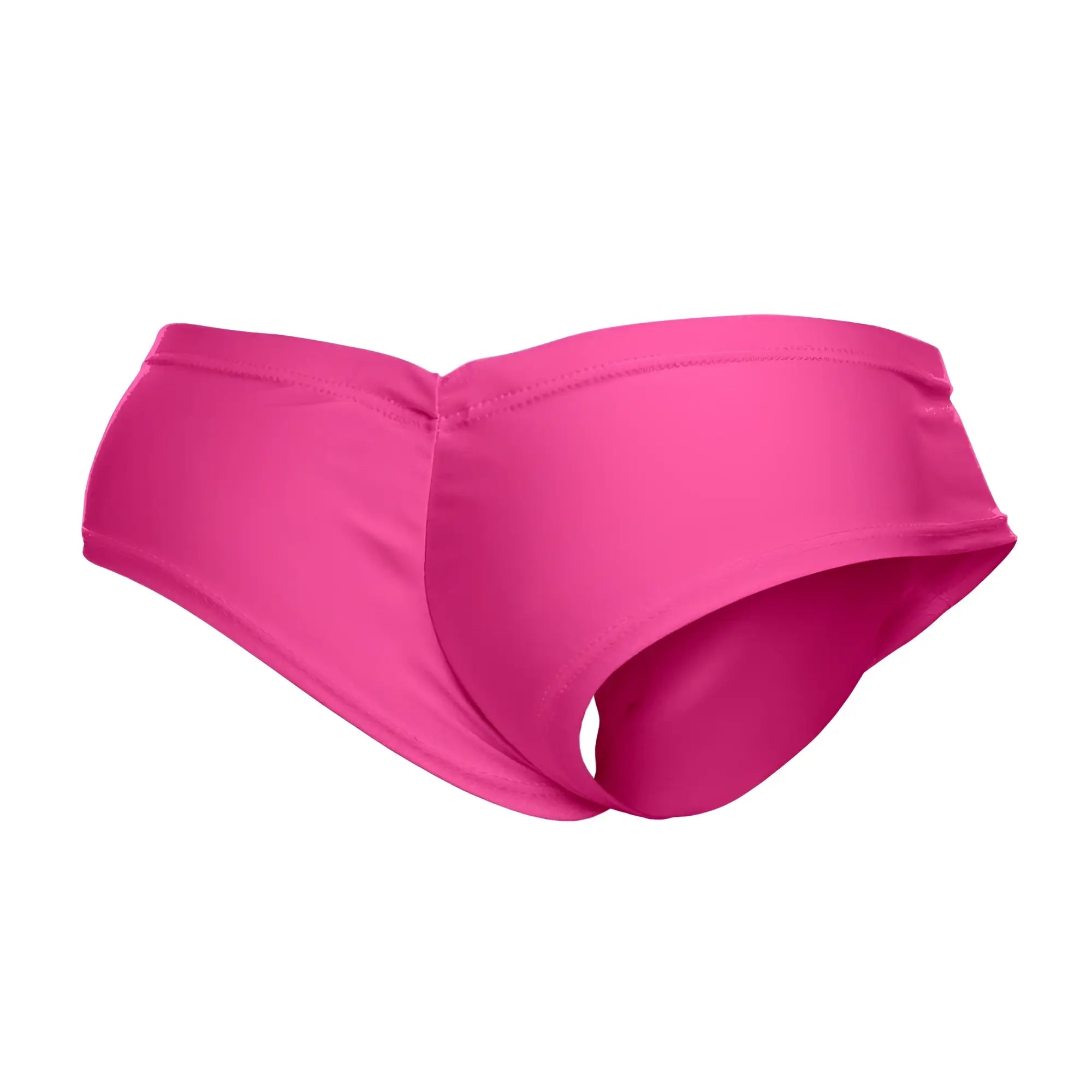 Bright pink justin simon xsj22 cheek briefs swim trunks with smooth stretchy fabric and seamless design