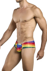 Justin+Simon xsj22 cheek briefs rainbow-striped jvs men’s briefs with snug fit and elastic waistband in pride flag colors