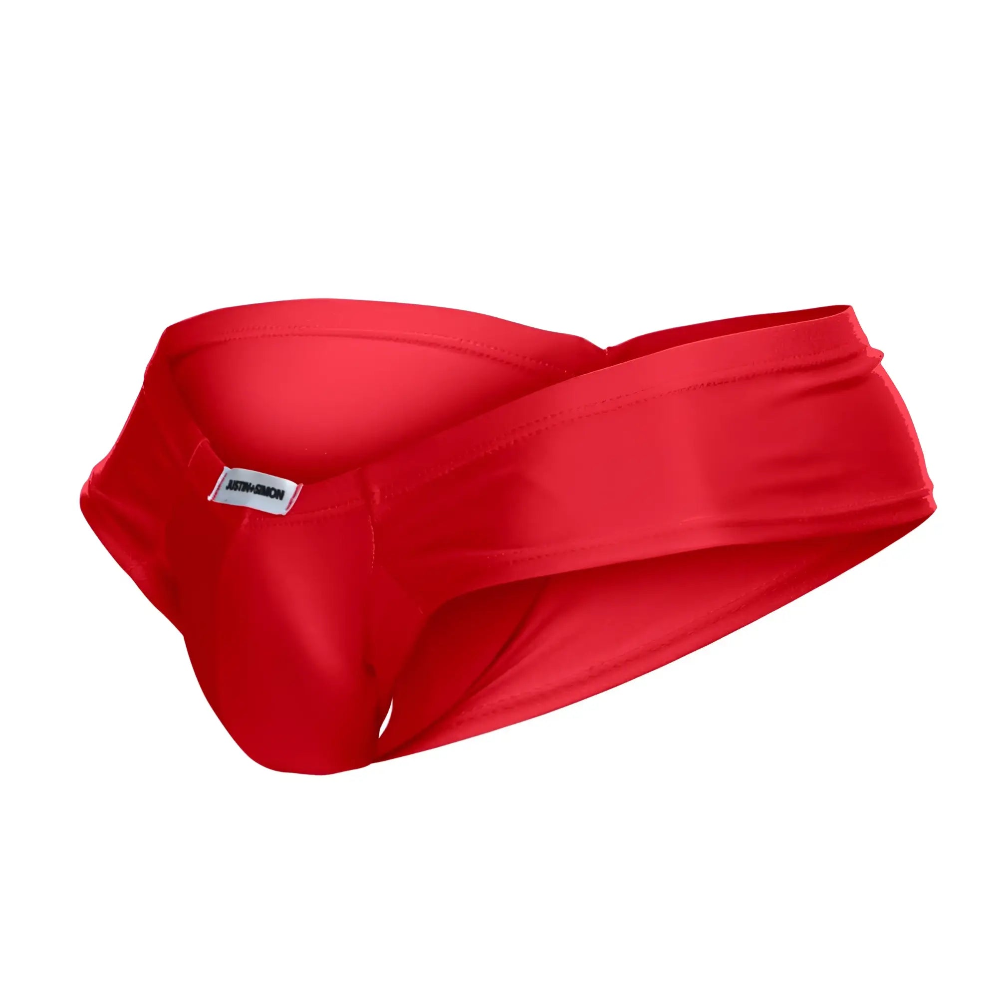 Vibrant red justin simon xsj22 cheek briefs with sleek form-fitting design and smooth fabric