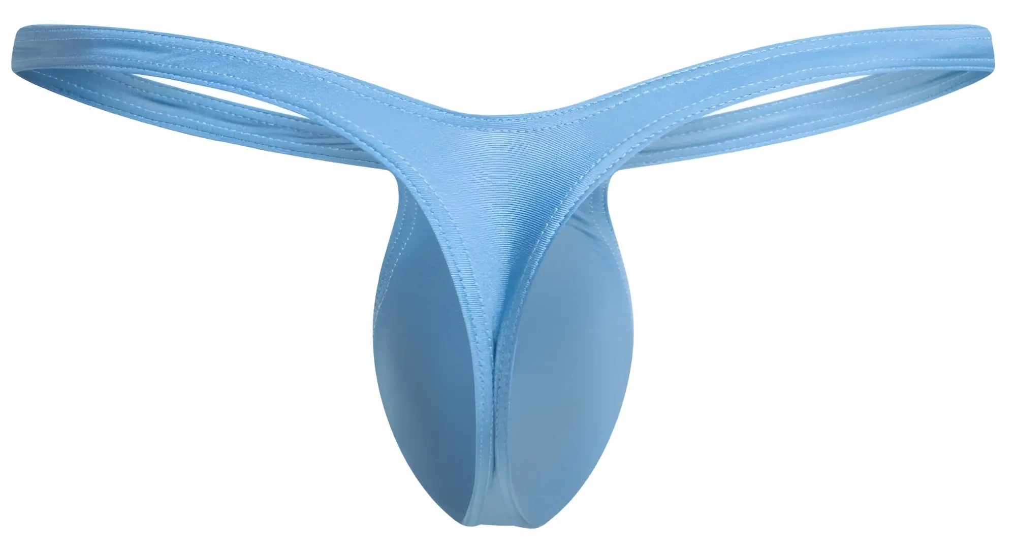 Light blue seamless fabric thong with smooth form fitting design by justin simon xsjbu02 bulge thongs baby blue