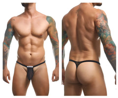 Justin simon xsjbu02 bulge thong in black mesh with solid black waistband and small white label at the front