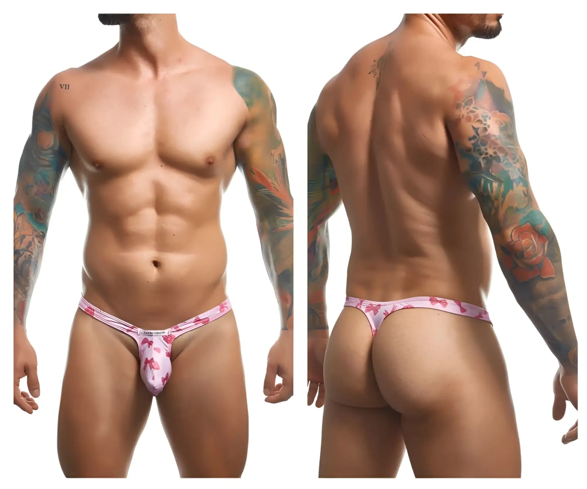 Pink patterned thong with unicorn design from justin simon xsjbu02 bulge thongs color coquette product line