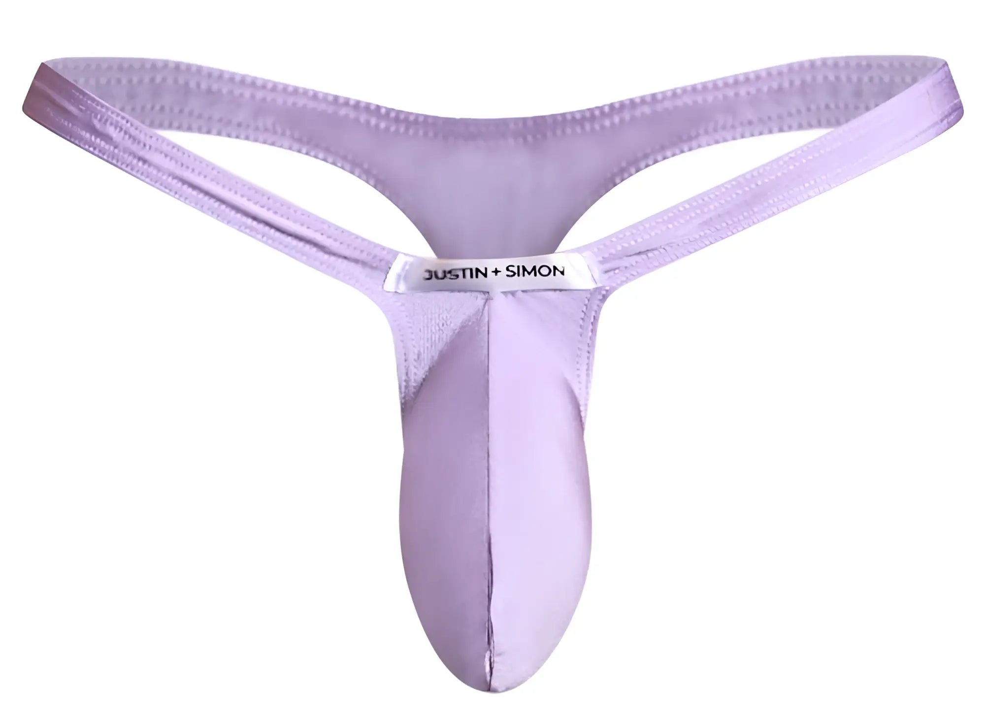 Purple satin bulge thong with white justin plus simon label center lilac xsjbu02 style