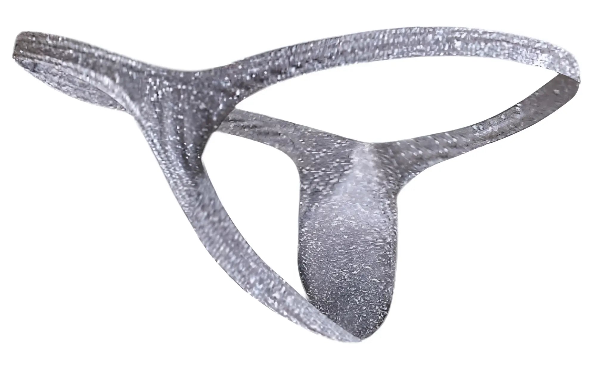 Justin Simon xsjbu02 bulge thong in lurex gray with silver glittery textured sparkly surface front view