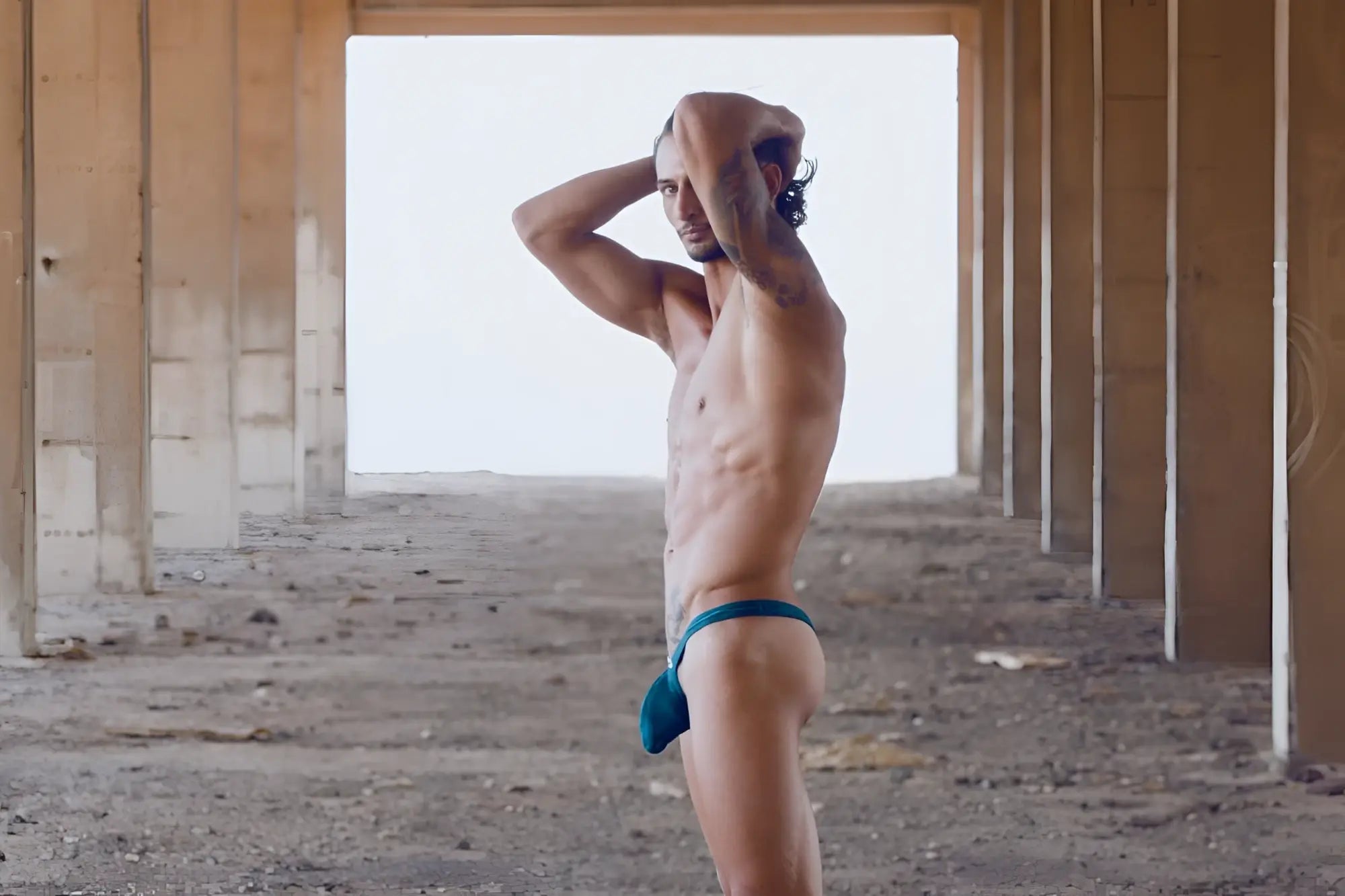 Teal blue jockstrap from JUSTIN+SIMON XSJBU02 bulge thongs in opal green color with supportive design