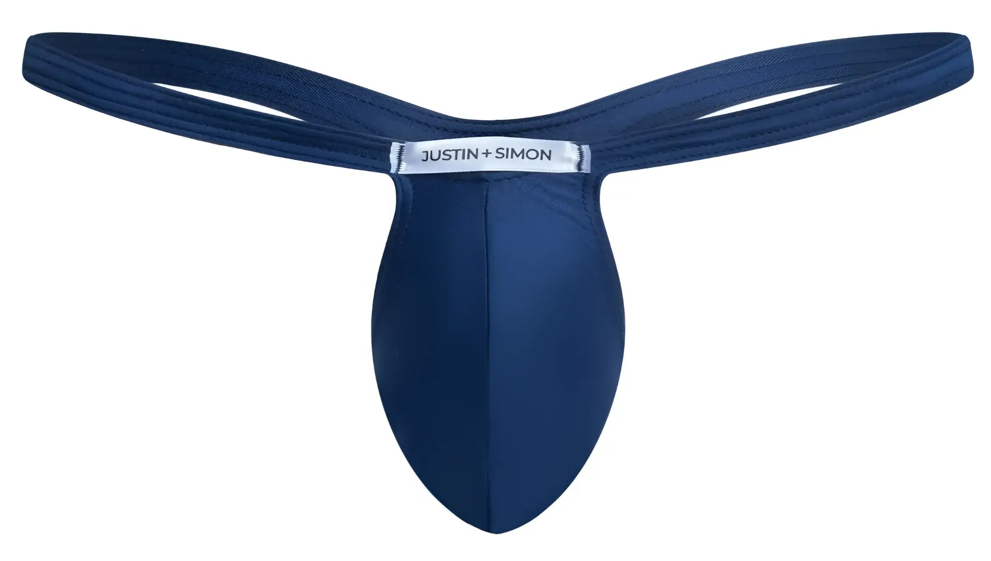 Navy blue justin plus simon thong with smooth form-fitting fabric and sleek contoured design in xsjbu02 bulge thongs