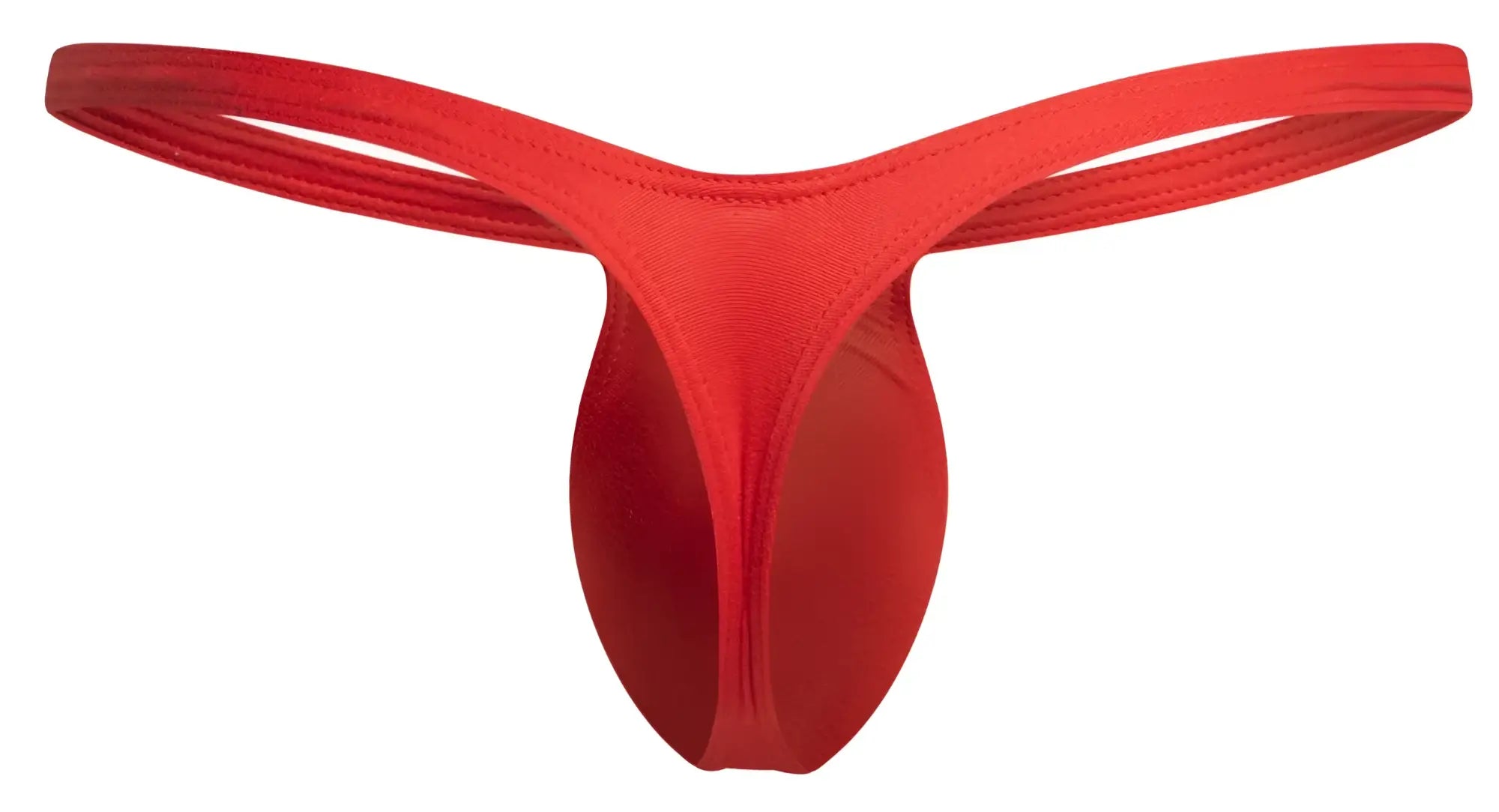 Red seamless thong made of stretchy fabric with smooth form fitting design from justin simon xsjbu02 bulge thongs