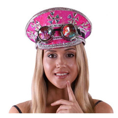 CHAPEAU DE FESTIVAL À PAILLETTES AVEC LUNETTES DE PROTECTION