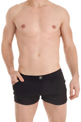 Black l’homme invisible sensations lounge shorts size m with subtle logo button on waistband in black color