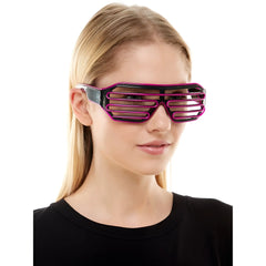 Light up glasses with purple and black led light-up shutter design for party and festival use