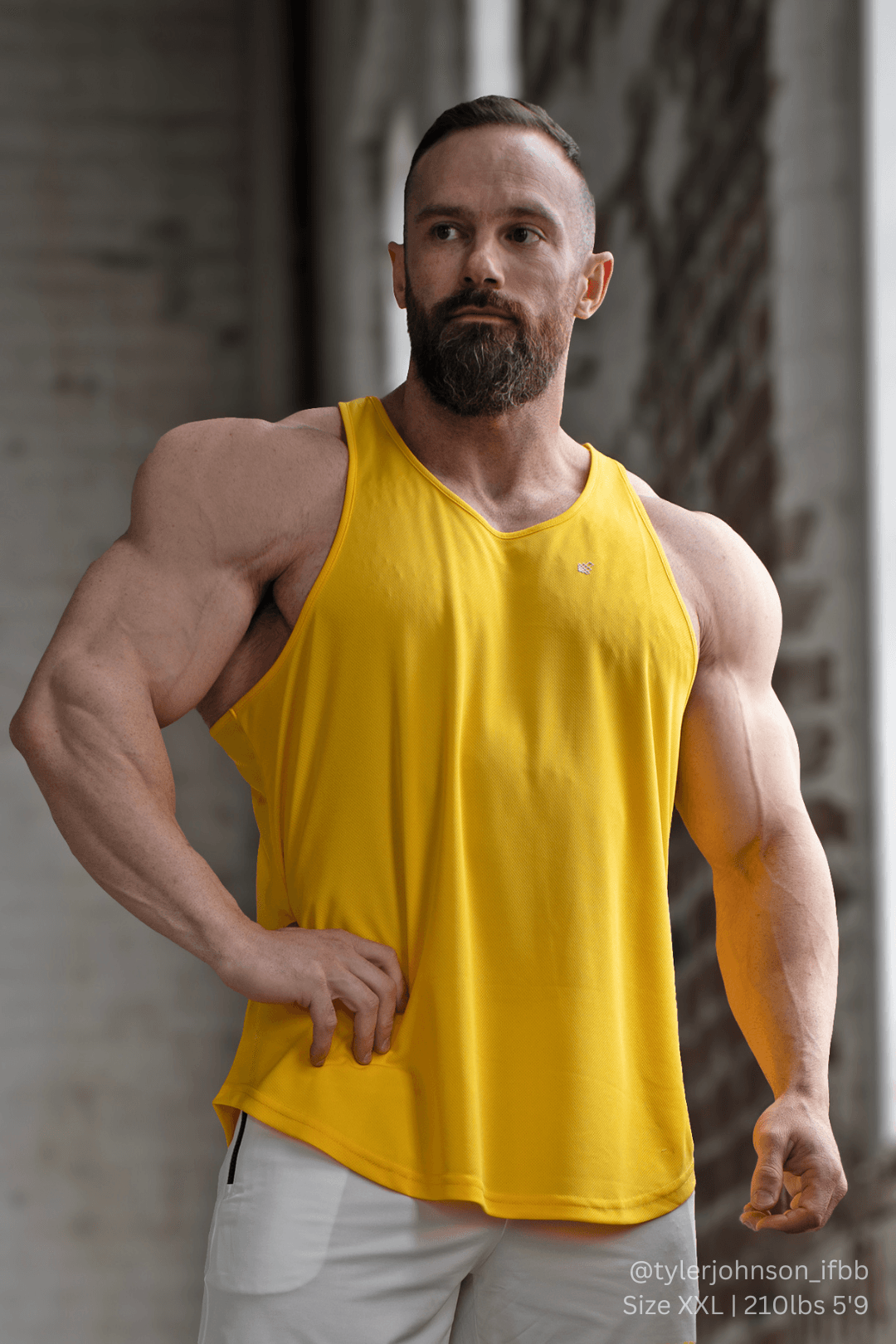 Jed North schnelltrocknendes Bodybuilding-Workout-Stringer-Shirt für Herren – Golden