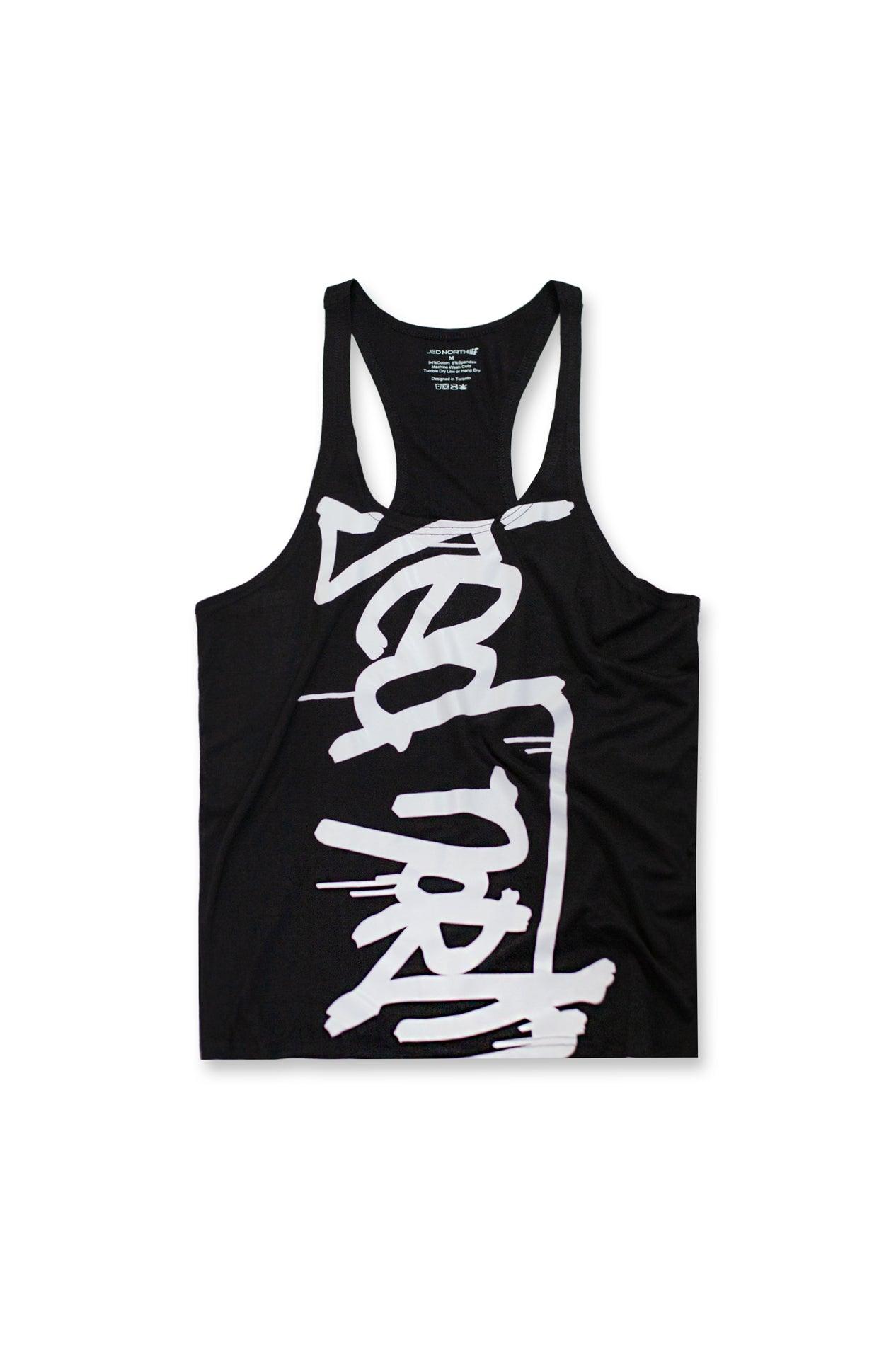 Jed North Herren Klassisches Bodybuilding Racerback Stringer - B&W Graffiti