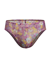 Luxury lace brief purple and yellow floral lace bikini bottom with sheer delicate lace fabric design