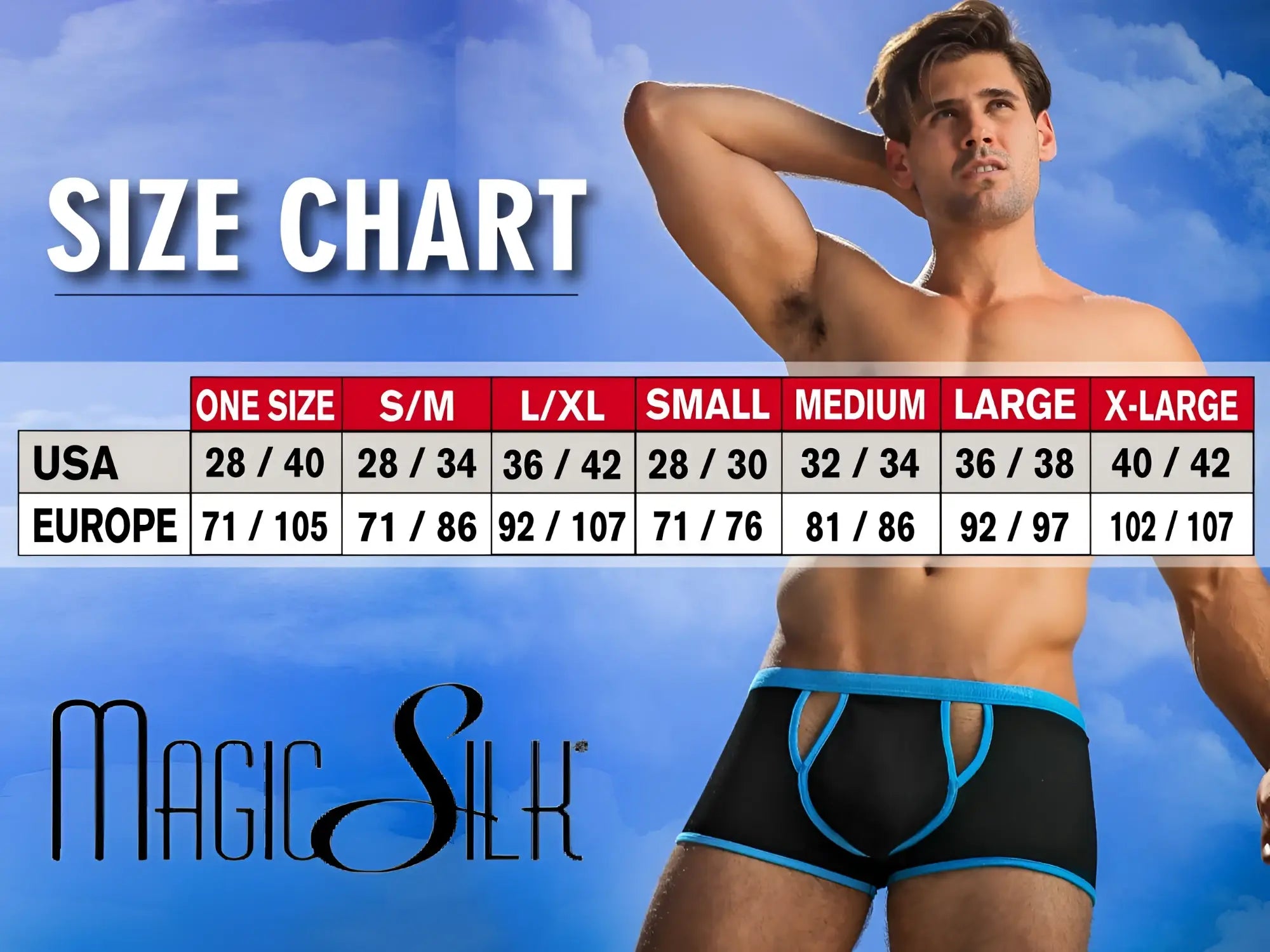 Black and blue magic silk 6606 men’s silk briefs with contoured design for comfortable support