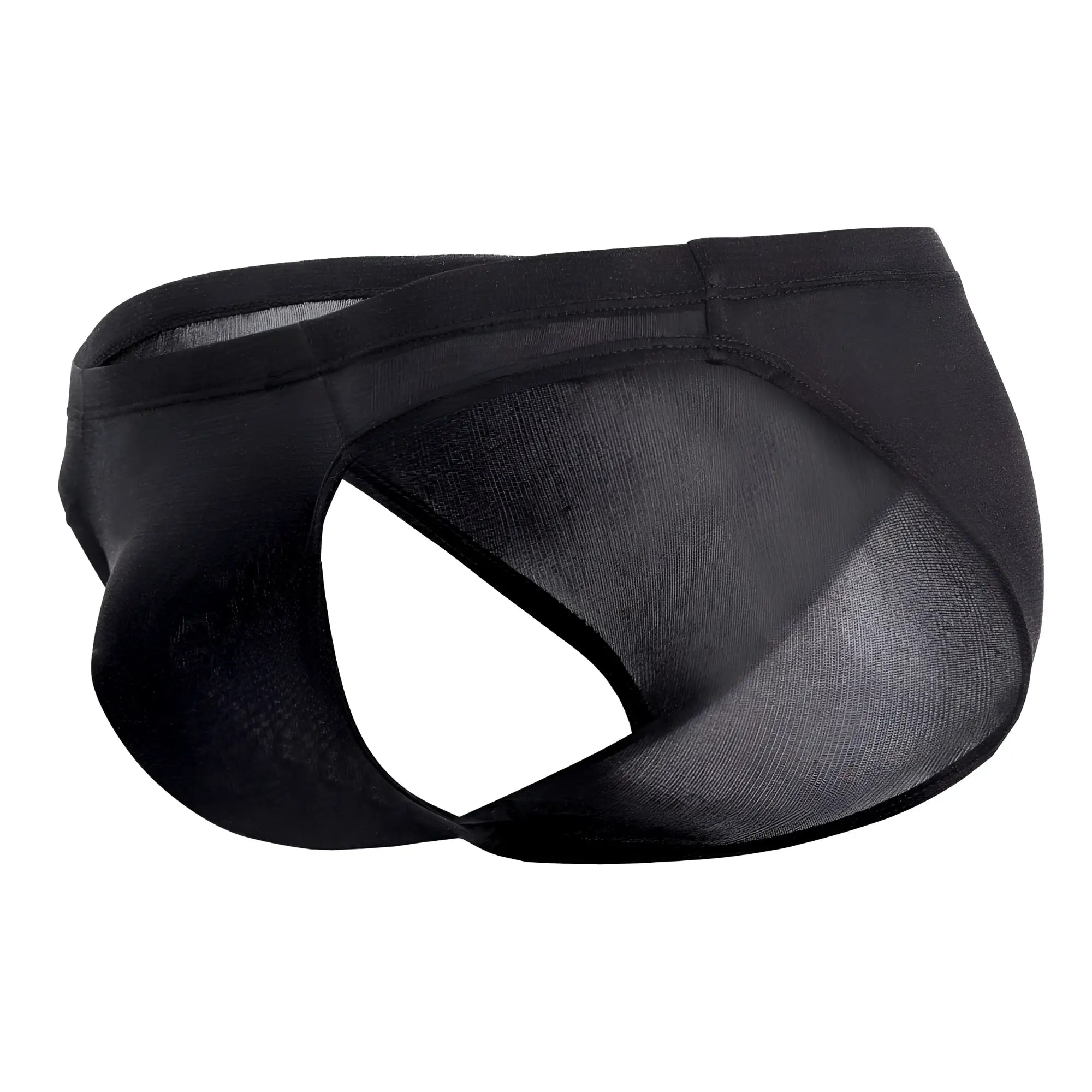 Magic silk 6606 black silk briefs with a contoured design featuring black mesh and solid fabric panels