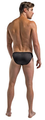 Magic silk 6606 silk briefs in black featuring sleek swim trunks with smooth fabric finish