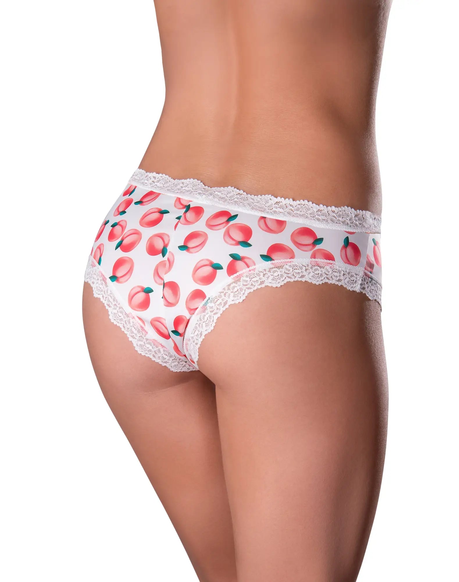 Magic silk sweet treats white peach boy short underwear with delicate lace trim and included lube