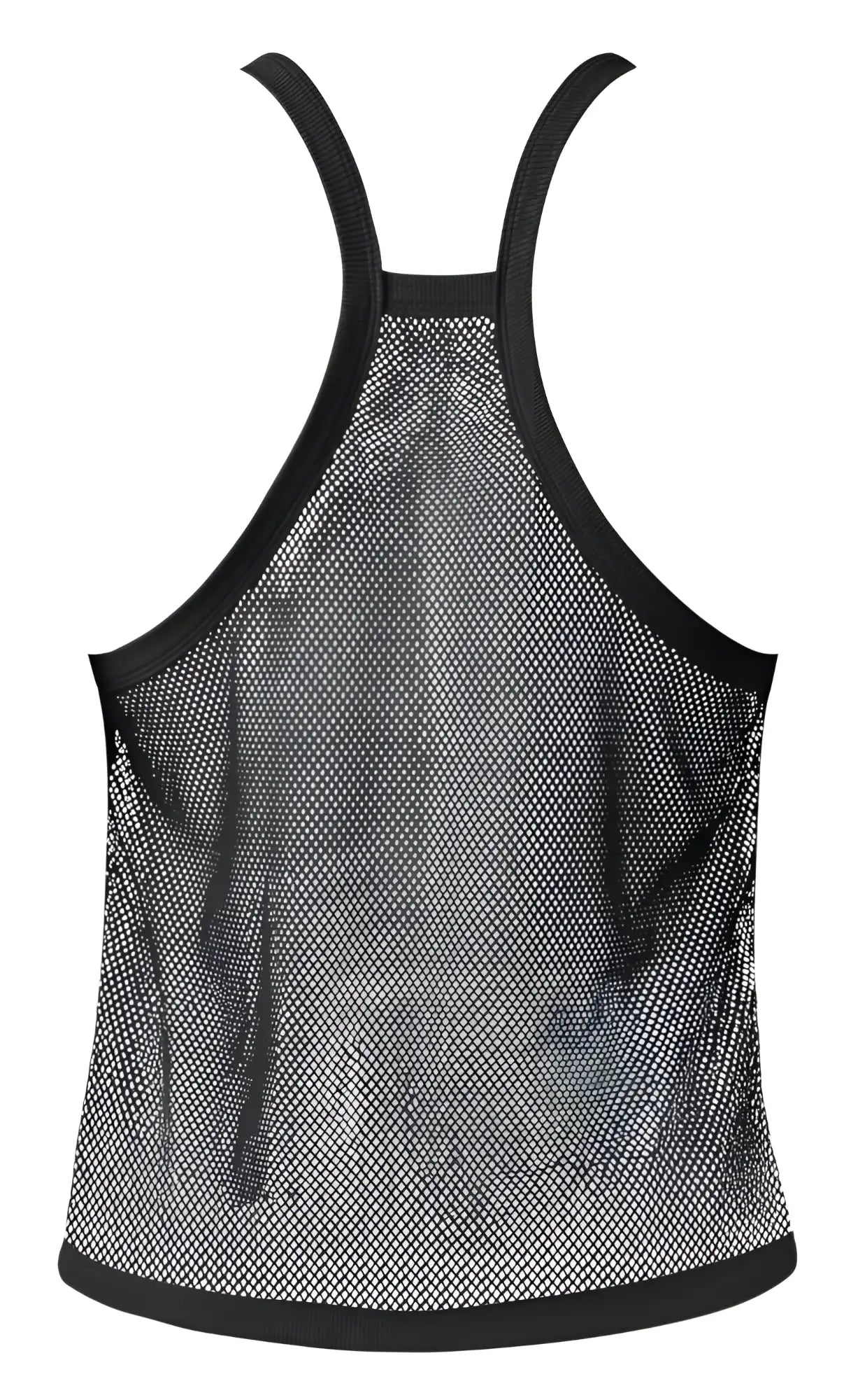 Black male power 110-11c fishnet tank top with sleek form-fitting design and reinforced shoulder straps