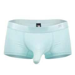 Light blue male power 129-281 easy breezy mini short with smooth stretchy fabric and subtle mp logo on waistband