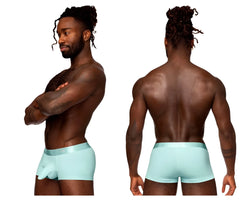 Male power 129-281 easy breezy aqua mini short briefs with smooth satin finish and contoured design