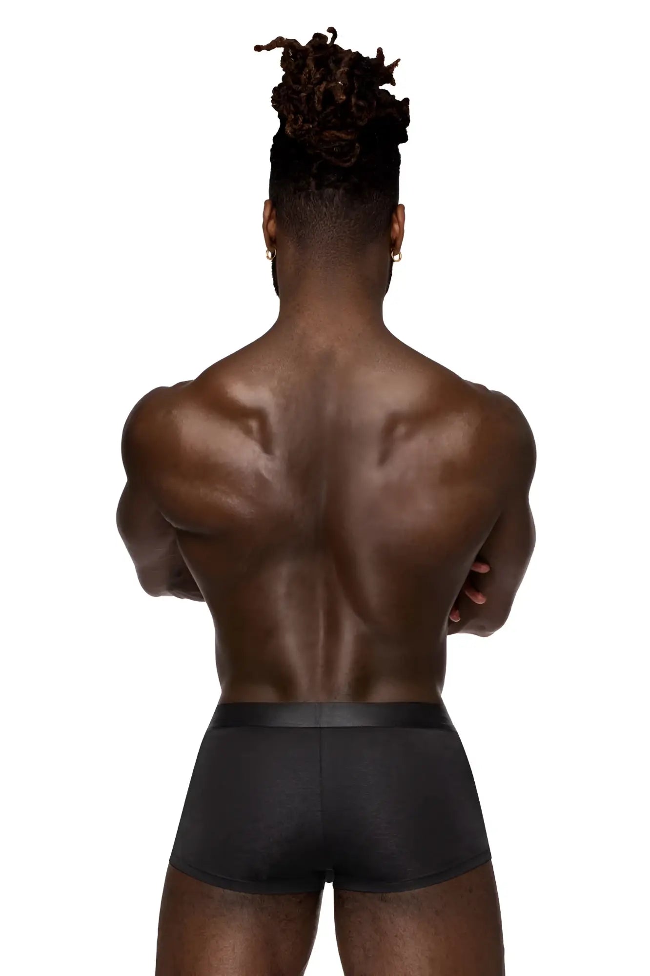 Male power 129-281 easy breezy mini short black briefs with sleek smooth fabric and narrow elastic waistband