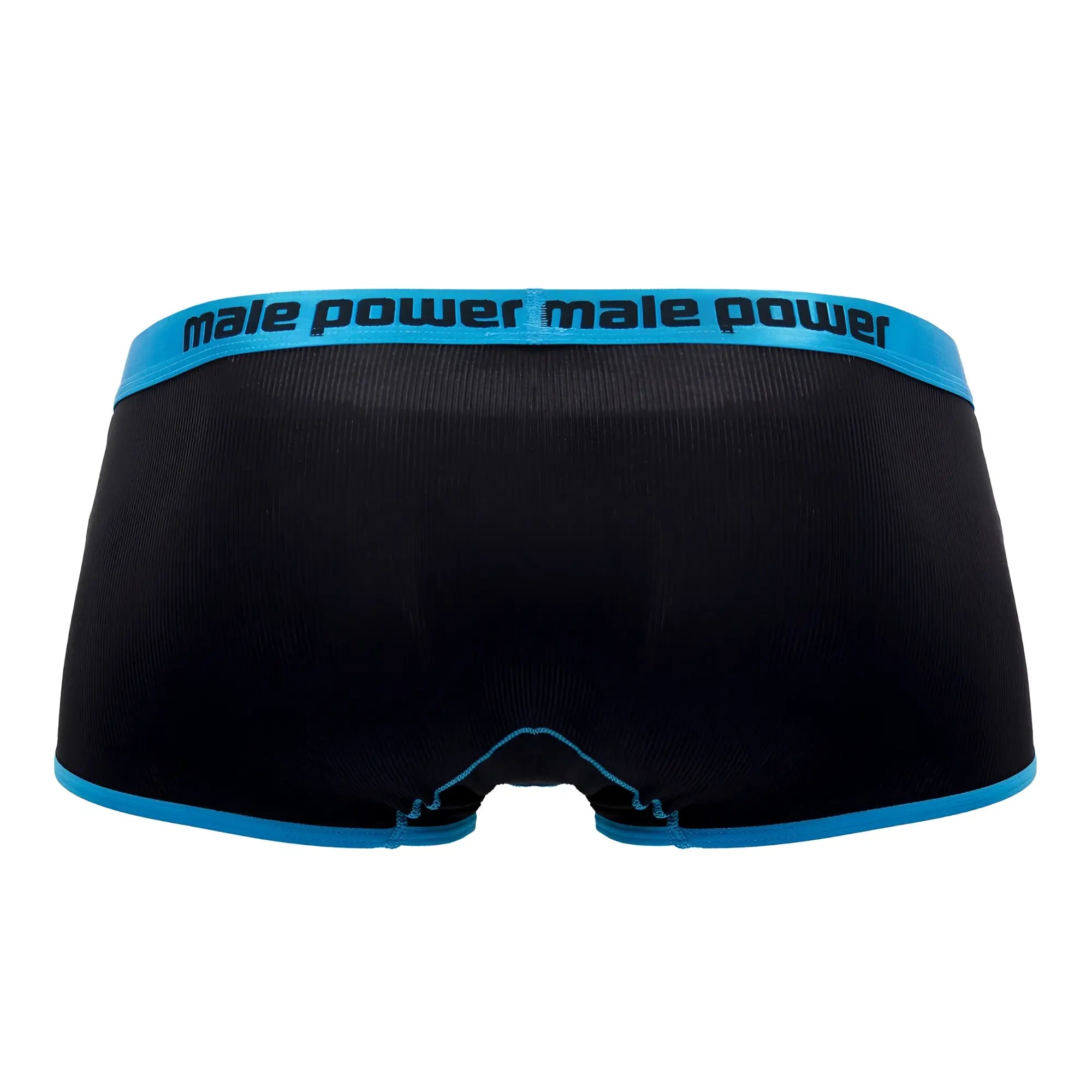 Black male power 143-270 casanova uplift mini short briefs with blue waistband and trim front view