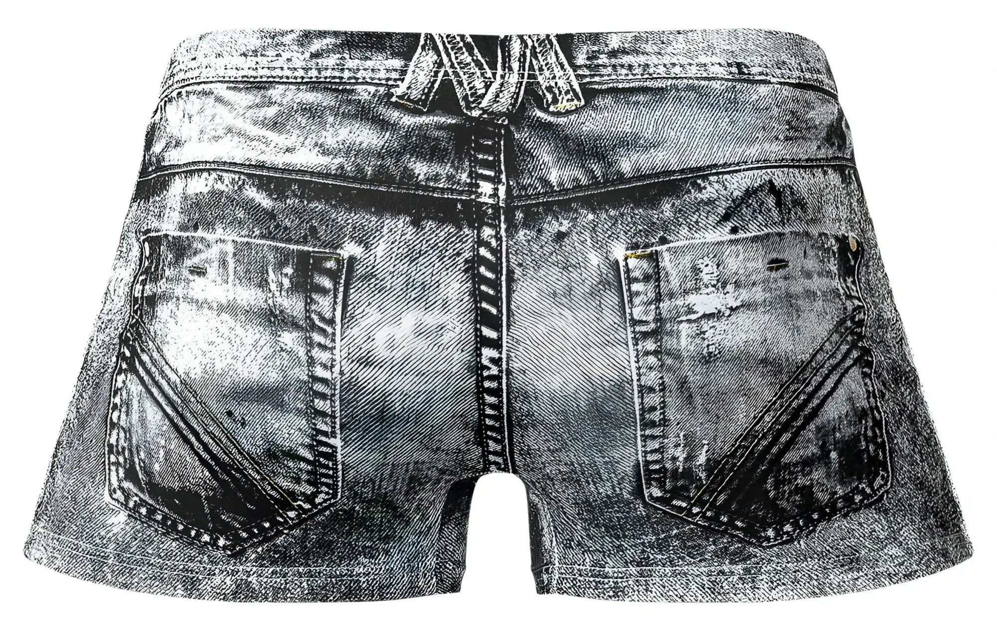 Distressed black and white denim shorts with a faded worn-in look male power 145-286 dirty denim mini short